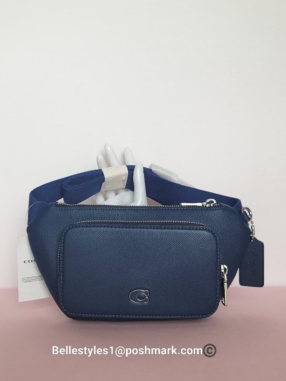 COACH Unisex BELT Bag in Crossgrain Leather- Deep Blue color⭐